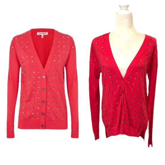 Juicy Couture Pink Rhinestone Jeweled Bling Cashmere Blend Cardigan - L - Picture 1 of 14